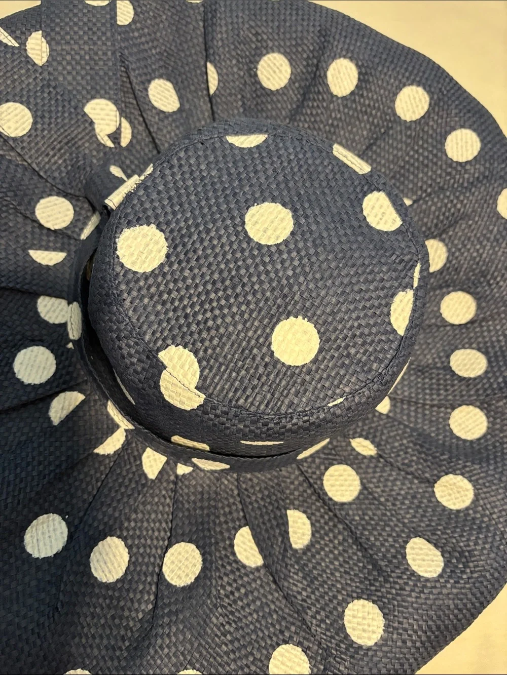 Mud Pie Navy and White Polka Dot Wide Brim Sun Hat